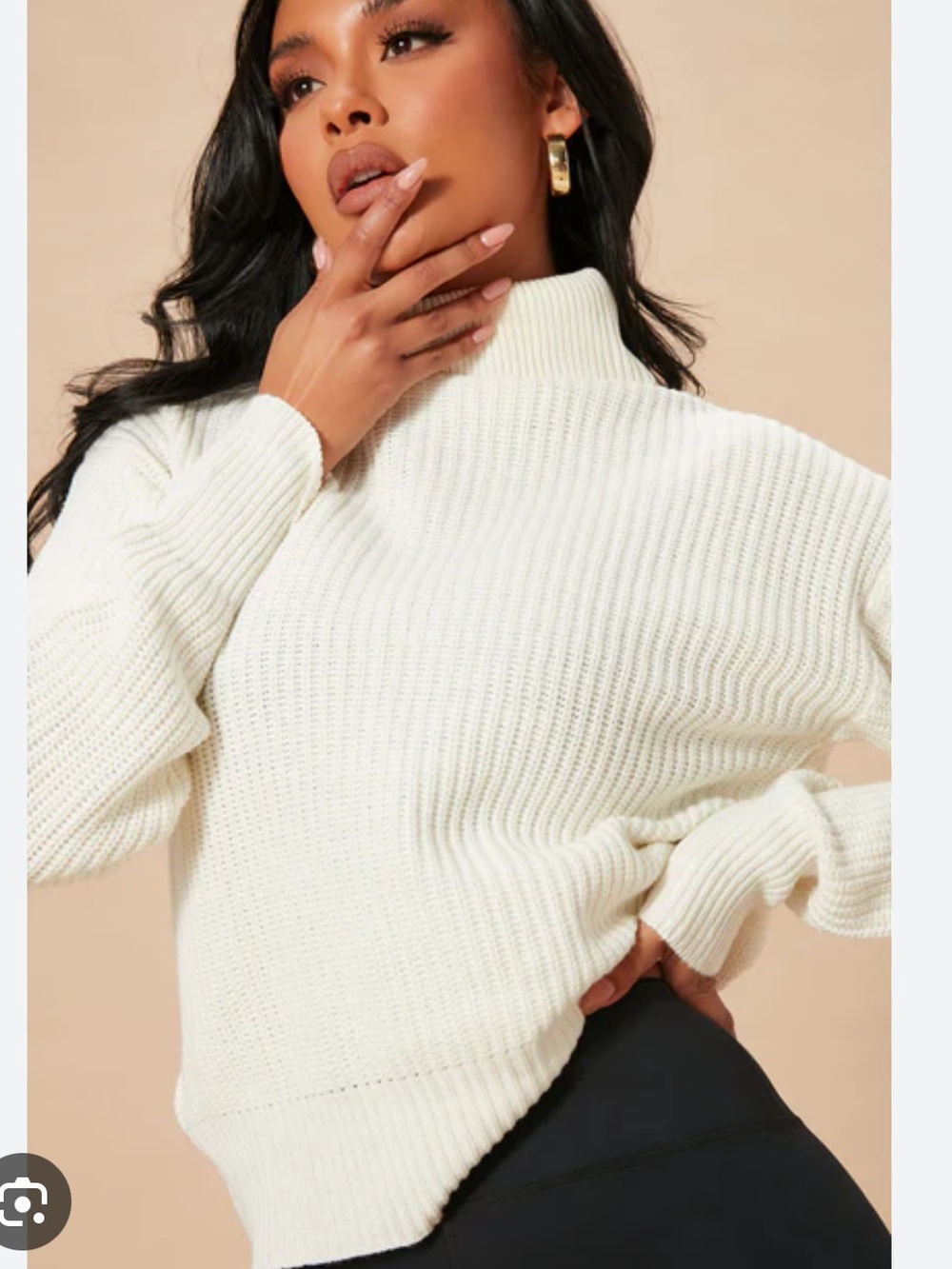 Fashion Nova Roll With The Flow Turtleneck Sweater Ivory Cream
